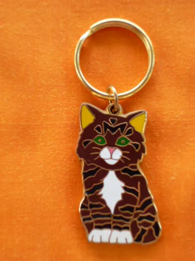 Schlüsselanhänger Tabby Cat Emailliert ca. 5cm