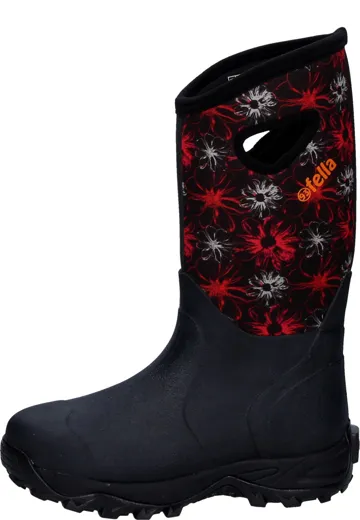 FELLA Damen Stiefel Annie hoch black red