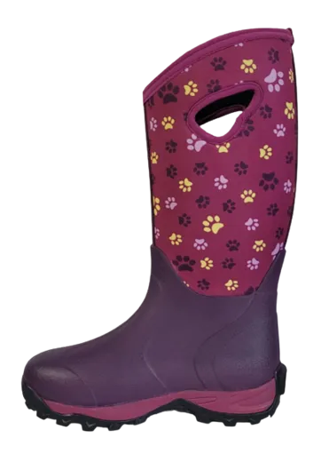 FELLA Damen Stiefel Pawwalker Hoch bordeaux mit Pfötchen