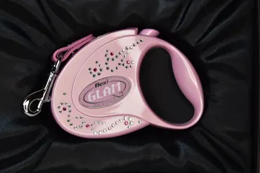 FLEXI Hundeleine GLAM Rose-Pink mit Swarovski Steinen