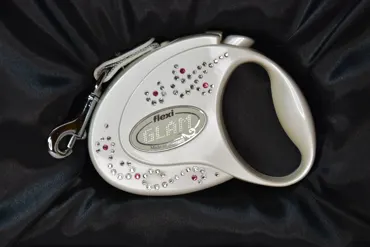 FLEXI Hundeleine GLAM Perlmutt-W mit Swarovski Steinen
