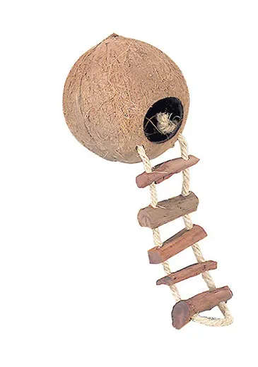 Kokos Kugelhaus mit Strickleiter für Hamster und Mäuse